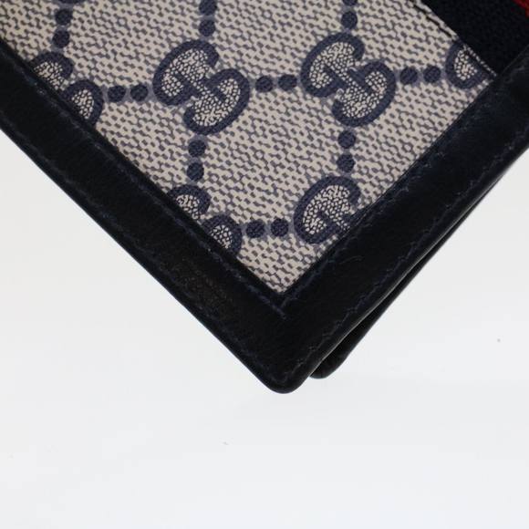 GUCCI GG Canvas Sherry Line Pass Case PVC Leather Gray Red Navy Auth ar9606 - Picture 16 of 16